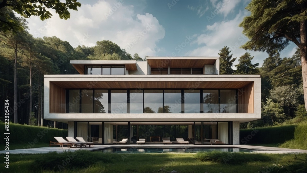 modern minimalist villa with beautiful forest view modern minimalist villa with beautiful forest view