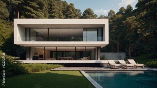 modern minimalist villa with beautiful forest view © Halloway