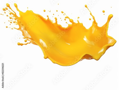 Yellow orange liquid splash on white background