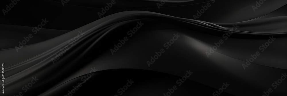 Black background with soft waves,black silk smooth waves pattern backdrop design . Black satin silk luxury wave cloth background. banner Black background with soft waves,black silk smooth waves pattern backdrop design . Black satin silk luxury wave cloth background. banner
