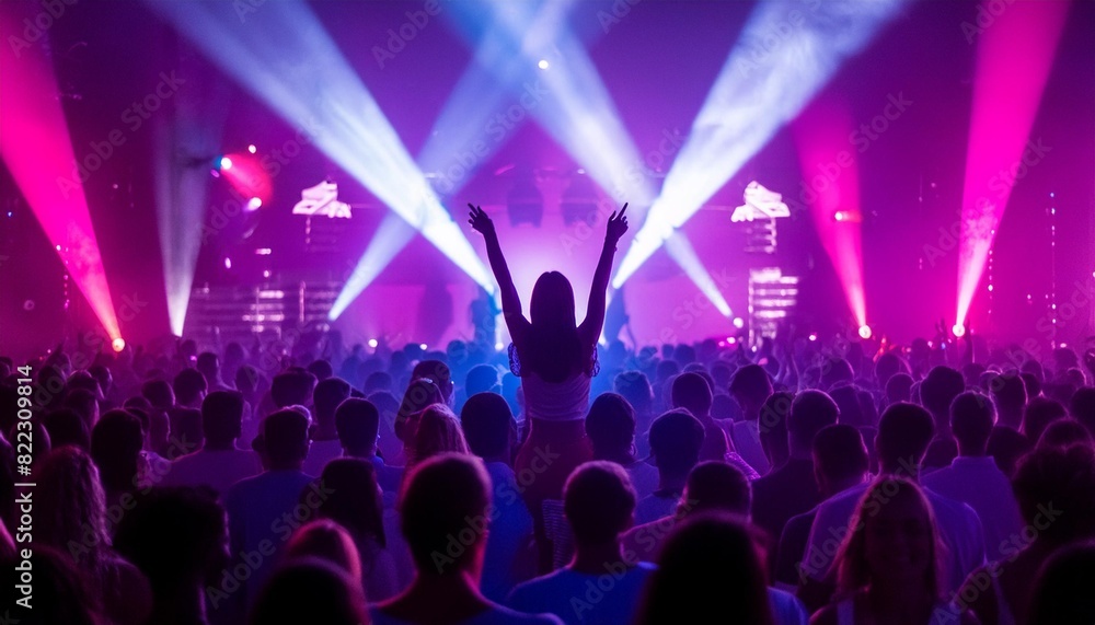 Energetic Concert Crowd with Laser Lights Energetic Concert Crowd with Laser Lights