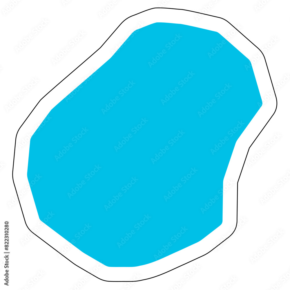 Nauru country silhouette. High detailed map. Solid blue vector sticker with white contour isolated on white background. Nauru country silhouette. High detailed map. Solid blue vector sticker with white contour isolated on white background.