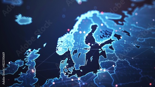 abstract digital scandinavia map northern europe global network connectivity concept futuristic data transfer illustration