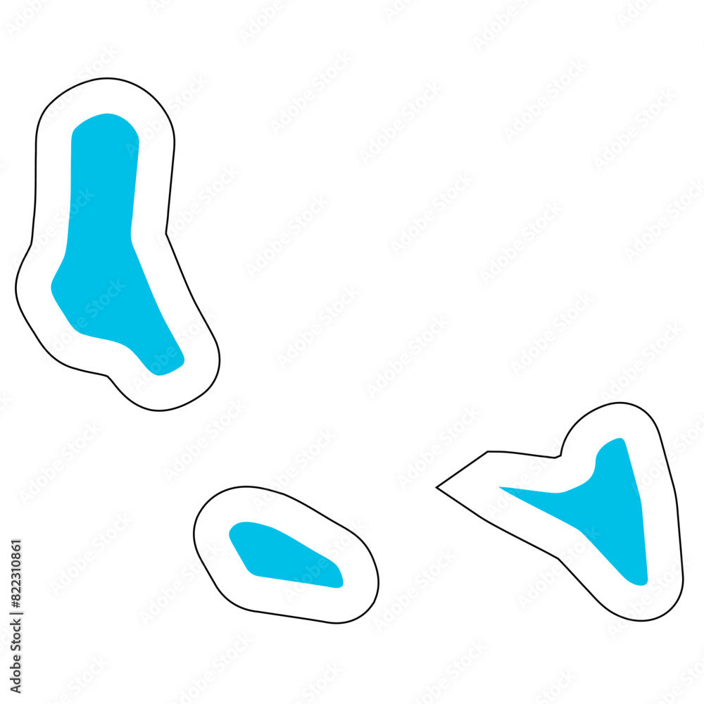 Comoros country silhouette. High detailed map. Solid blue vector sticker with white contour isolated on white background. Comoros country silhouette. High detailed map. Solid blue vector sticker with white contour isolated on white background.