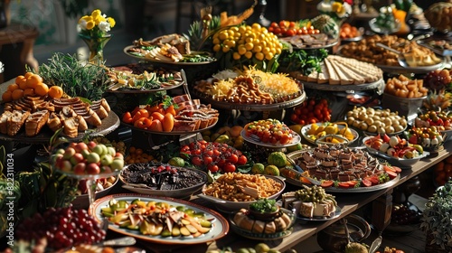 A large table coverd with many foods UHD wallpaper