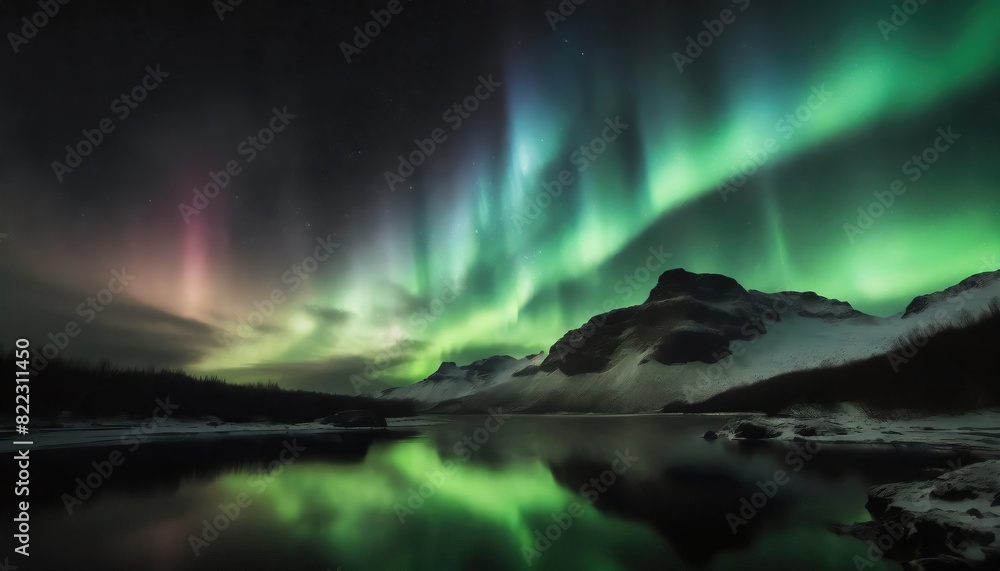 Naklejka premium aurora borealis on night sky