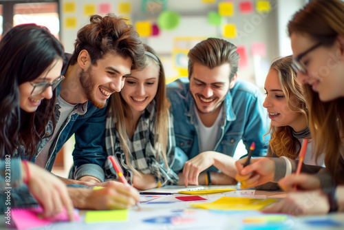 Young creatives in a corporate team brainstorming. collaborating on a business project.