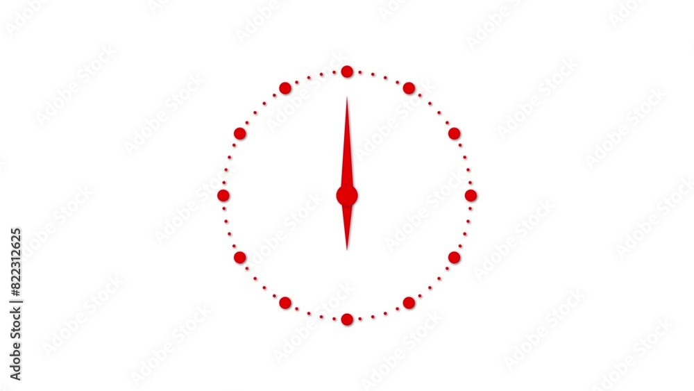 Red analog clock icon isolated simple animation Red analog clock icon isolated simple animation