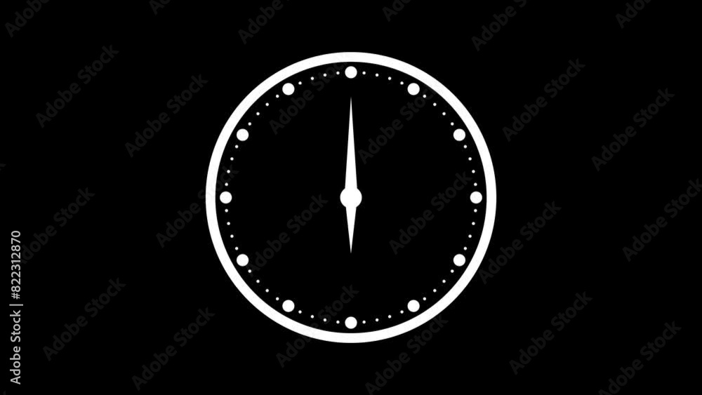 Round circle analog clock isolated animation white color black background Round circle analog clock isolated animation white color black background