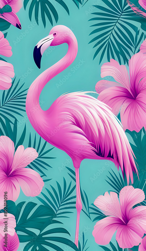 Obraz premium seamless pattern with flamingo