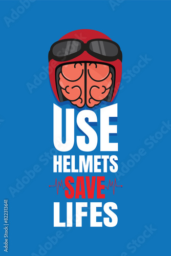 Road Safety Helmet Awareness Vector Art