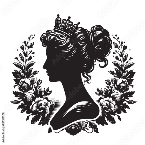 Black Lace Cameo Vector of Female