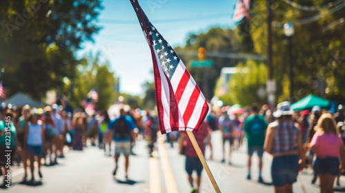 On Memorial Day, the local community takes to the streets to celebrate this special day, with a large, waving U.S. flag leading the parade.