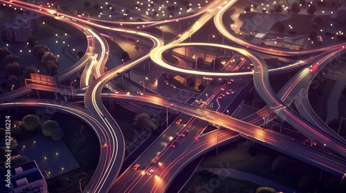 aerial view of highway interchange ai generated urban infrastructure illustration digital art photo