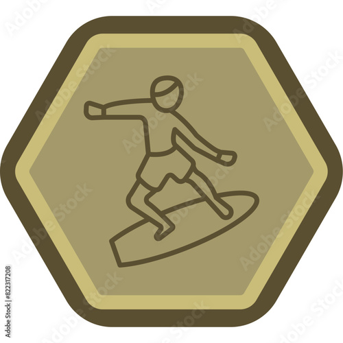 Surfing Line Polygon Icon