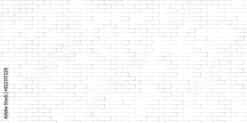 Detail of modern white brick wall background photo. White grunge brick wall texture background for stone tile block painted in grey light color wallpaper. Vector design