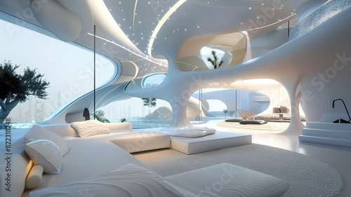 Futuristic house interior ultra hd UHD wallpaper © basit