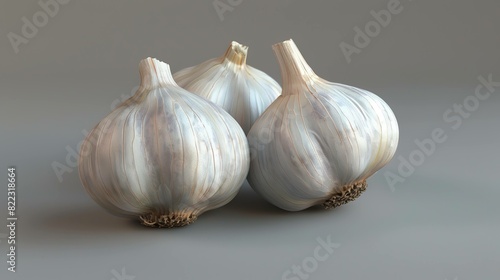Garlic on gray background UHD wallpaper