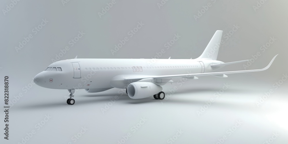 3D rendering style of all white aircraft on a white background 3D rendering style of all white aircraft on a white background