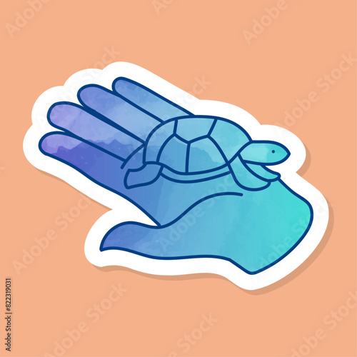 Animal newly hatched tortoise baby color sticker