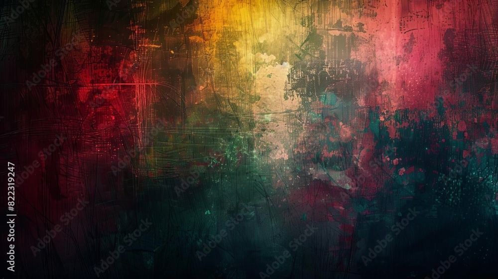 artistic abstract painting with vibrant colors and grungy textured background moody spotlight design