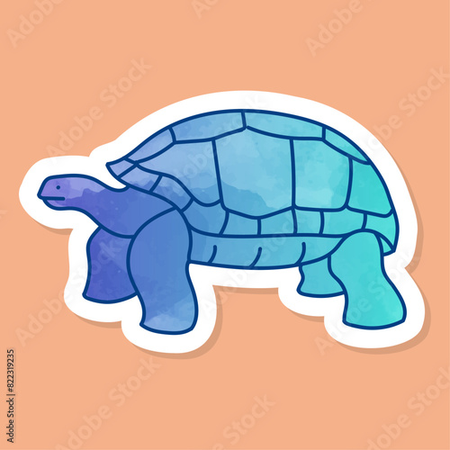 Galapagos giant tortoise color sticker photo