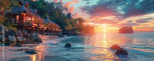 Magical Sunset Beach in Asia. Dream getaway Resort. Romance concept. © Станислав Козаков