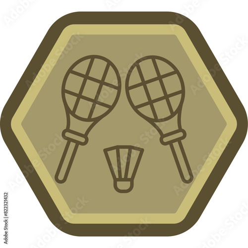 Badminton Line Polygon Icon