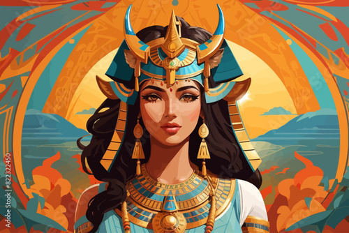 Hathor of a was a major goddess in ancient Egyptian religion illustration