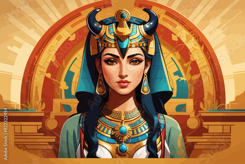 Hathor of a was a major goddess in ancient Egyptian religion illustration