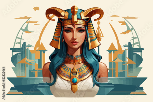 Hathor of a was a major goddess in ancient Egyptian religion illustration