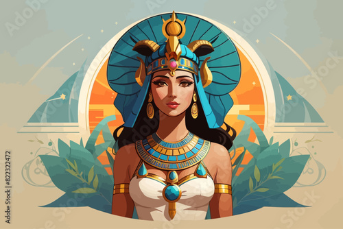 Hathor of a was a major goddess in ancient Egyptian religion illustration