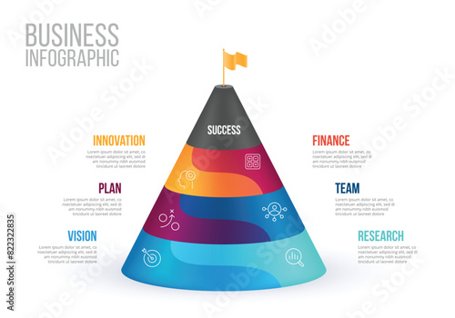 pyramid infographic template divided into four color-coded levels.