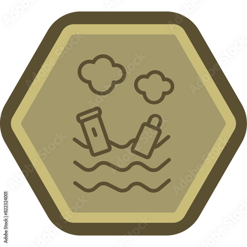 Water Pollution Line Polygon Icon