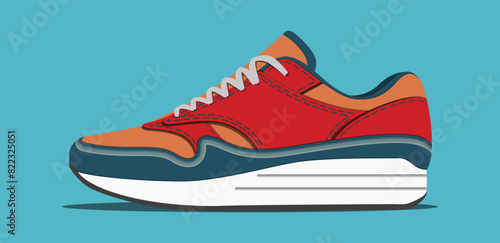 Vector sneakers shoes for training, running shoe vector illustration. Sport shoes color full.