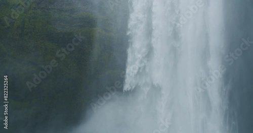 falling water of epic skogafoss waterfall in iceland SBV 338835825 4K  photo