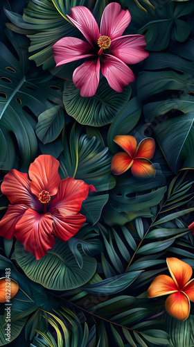 Tropical Flowers and Leaves 