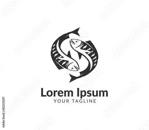 Fish logo template. Fish illustration vector icon