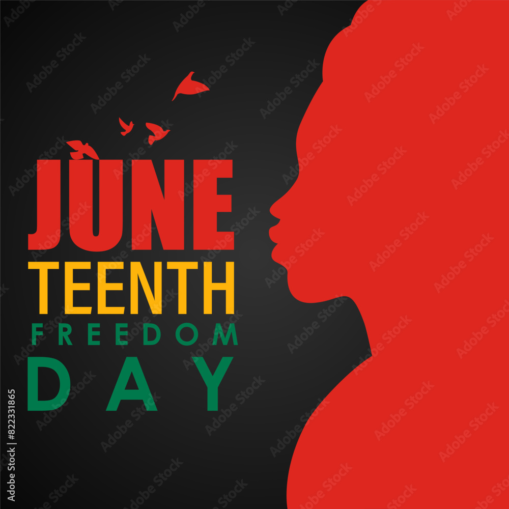 Vector illustration of Juneteenth National Independence Day social media feed template