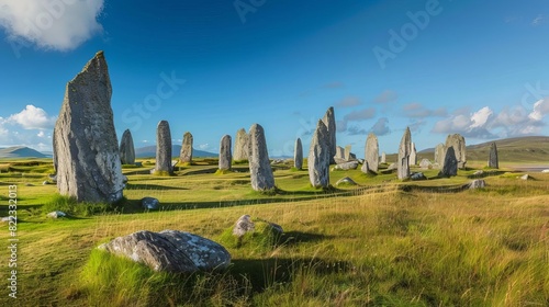 closeup of ancient callanish standing stones on the isle of lewis scotland landscape photo