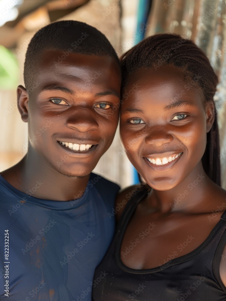 A serene Haitian couple shares a moment of tranquility, their harmonious bond mirrored by the calmness of their natural surroundings. A serene Haitian couple shares a moment of tranquility, their harmonious bond mirrored by the calmness of their natural surroundings.