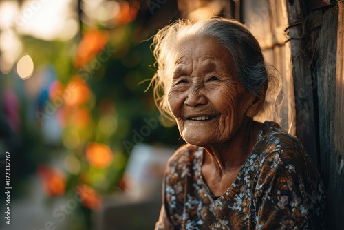 A smiling grandmother photo calling her family  joy of connection