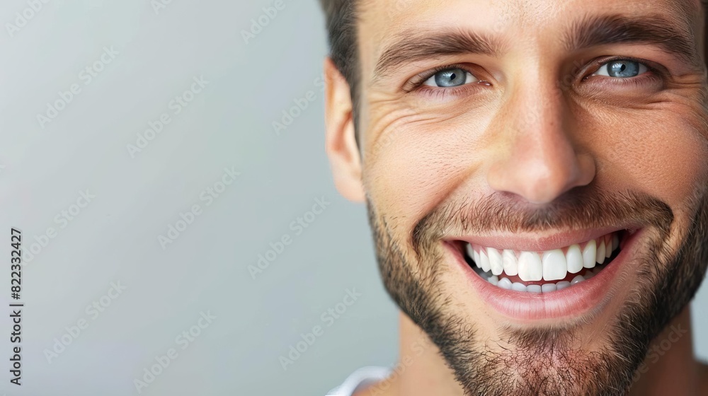 closeup portrait of a handsome smiling man with perfect teeth dental ad concept closeup portrait of a handsome smiling man with perfect teeth dental ad concept