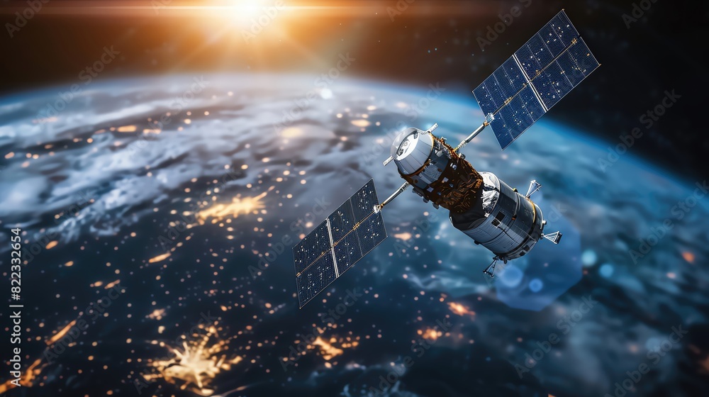 Global connectivity through advanced satellite networks, isolated on white background, modern, copy space Global connectivity through advanced satellite networks, isolated on white background, modern, copy space