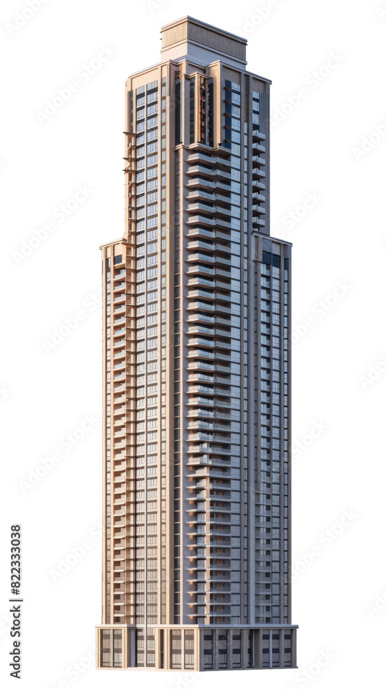 A tall building featuring a clock on its pinnacle against a transparent background A tall building featuring a clock on its pinnacle against a transparent background