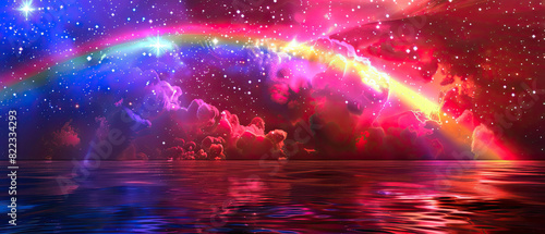 rainbow 3d wallpaper background illustration widescreen  Generate AI