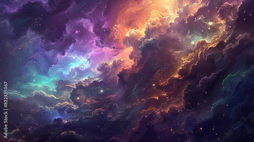 Obraz premium cosmic wonderland colorful nebula and starry expanse aweinspiring galaxy art digital painting