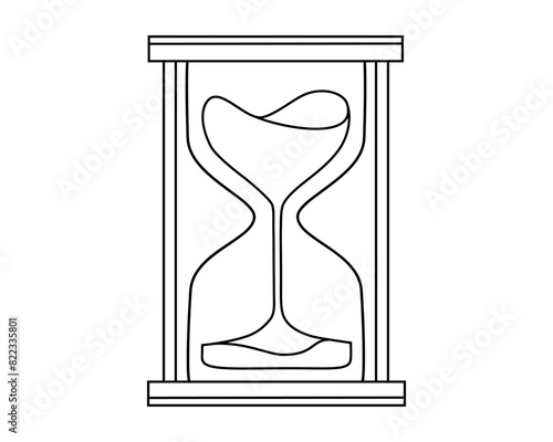 Hand drawn cute outline illustration of hourglass or sandglass. Watch counting time. Flat vector timetable or schedule line art doodle. Planning or time management icon. Event deadline. Isolated.