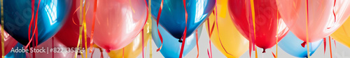 Colorful Helium Balloons with Ribbons   Vibrant Celebration Background
