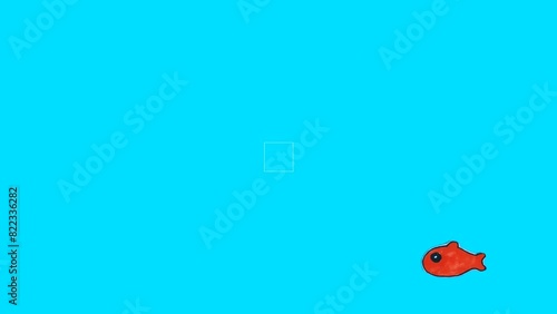 Animated cartoon fish swimming together celebrating congratulations. Fun and playful stop motion.